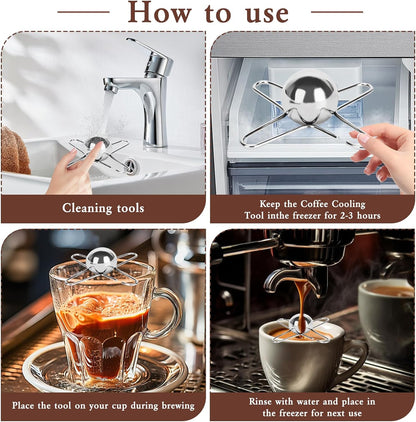 Coffee Cooling Tool,Coffee Cooler Coffee Alive Cooling Tool with Reusable Stainless Steel Ice Sphere,Unlock Coffee True Flavors,Reusable Coffee Freezer Ball for Bourbon,Cocktails