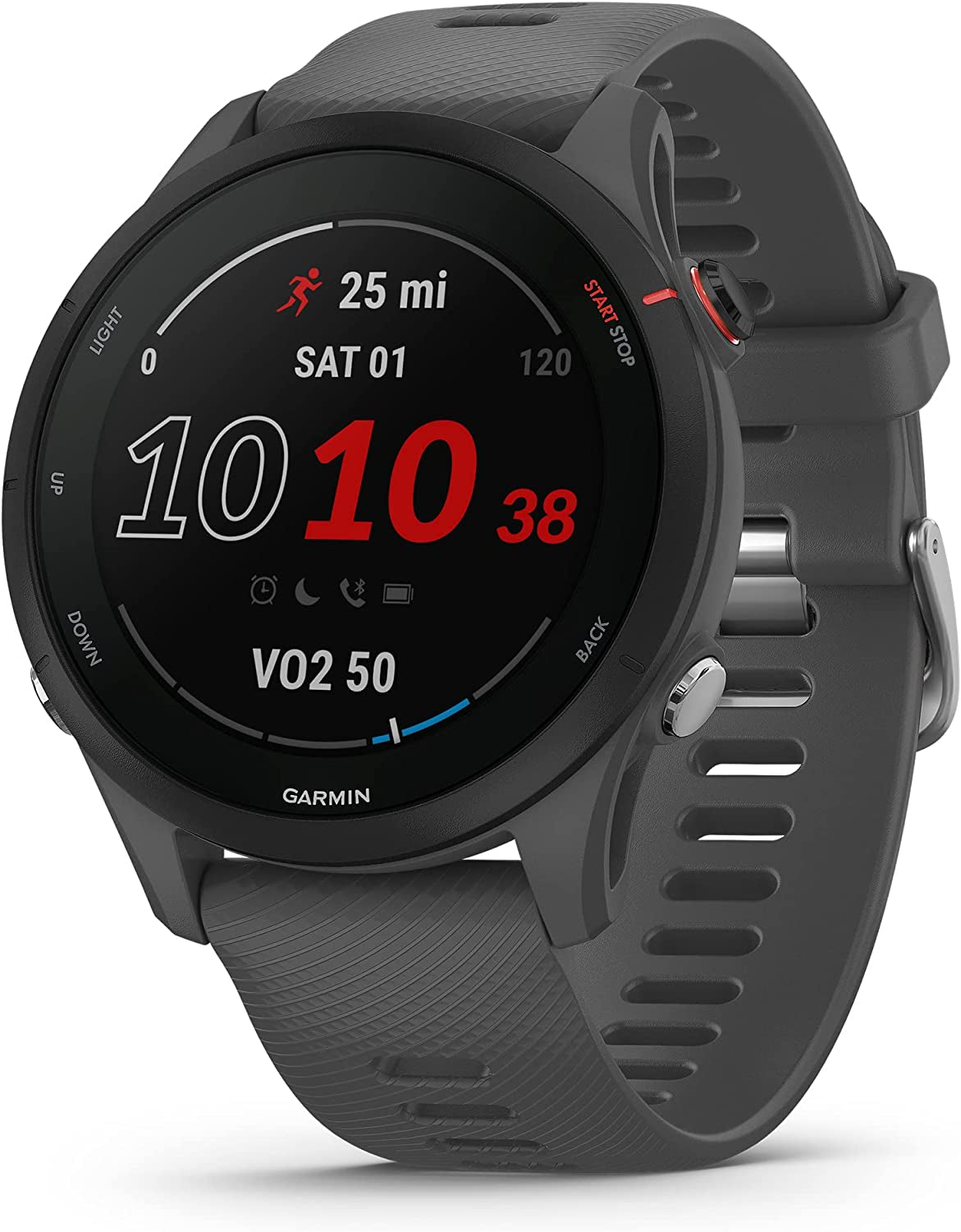 Forerunner 255 Easy to Use Lightweight GPS Running Smartwatch, Advanced Training and Recovery Insights,Safety and Tracking Features Included, up to 14 Days Battery Life, Slate Grey