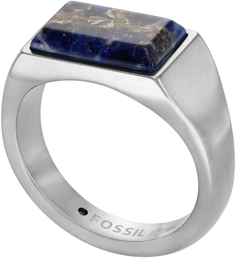 Men'S All Stacked up Stainless Steel Signet Ring, JF04726040, Stainless Steel, No Gemstone