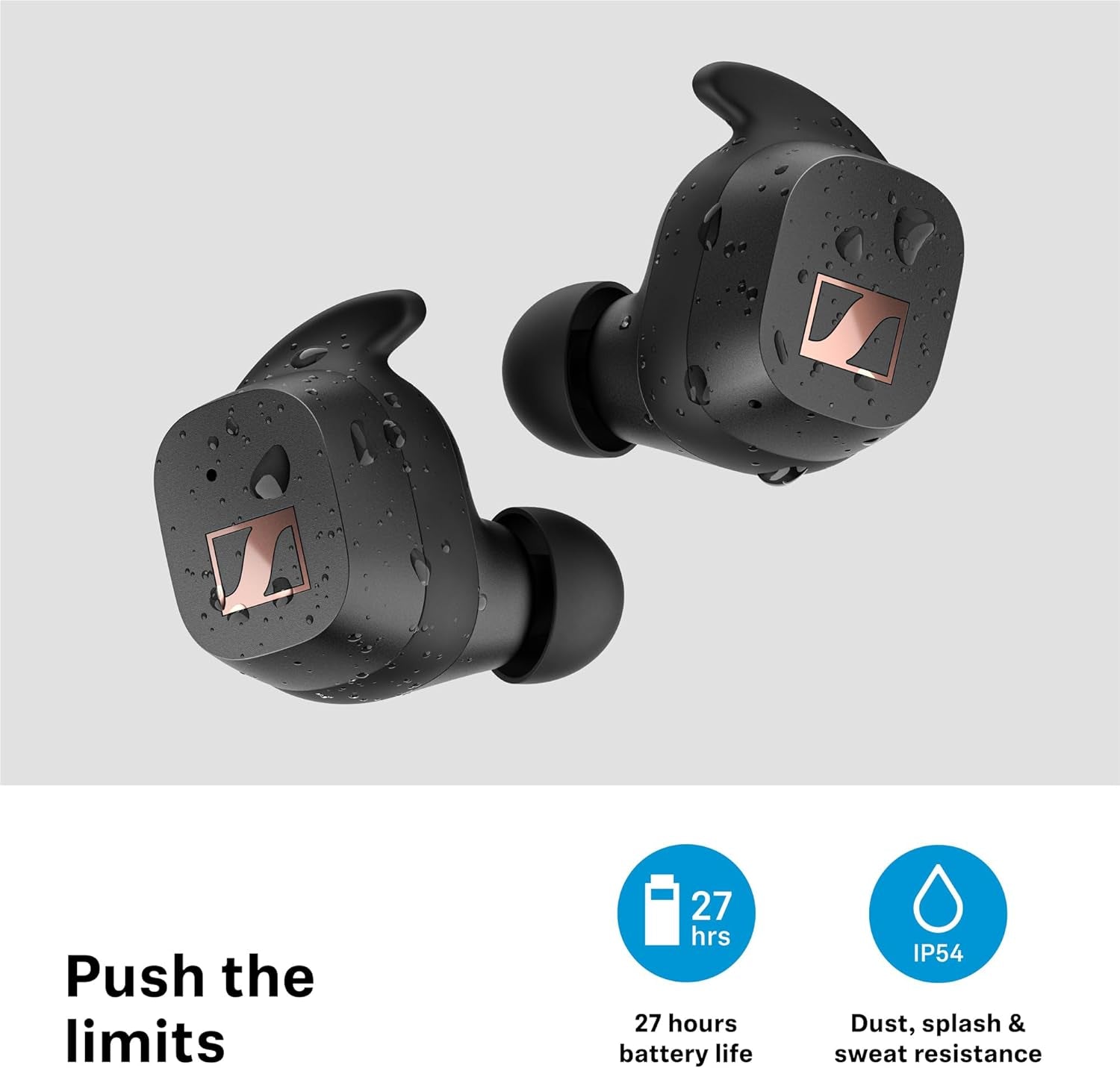 SPORT True Wireless Earbuds - Bluetooth In-Ear Headphones for Active Lifestyles, Music and Calls with Adaptable Acoustics, Noise Cancellation, Touch Controls, IP54 and 27-Hour Battery Life