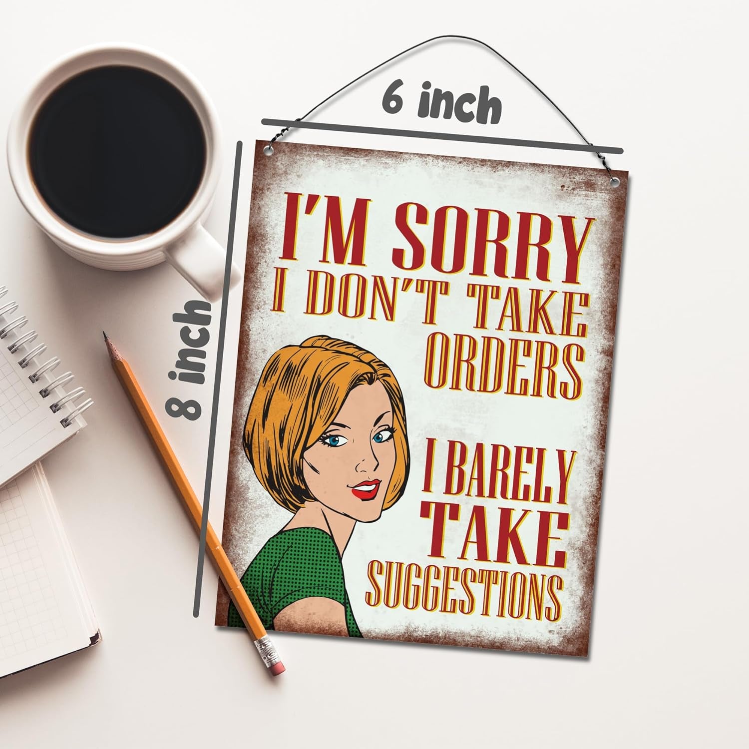 I'M Sorry I Don'T Take Orders I Barely Take Suggestions Sarcastic Wall Quote Plaque Metal Sign Size 15X20Cm