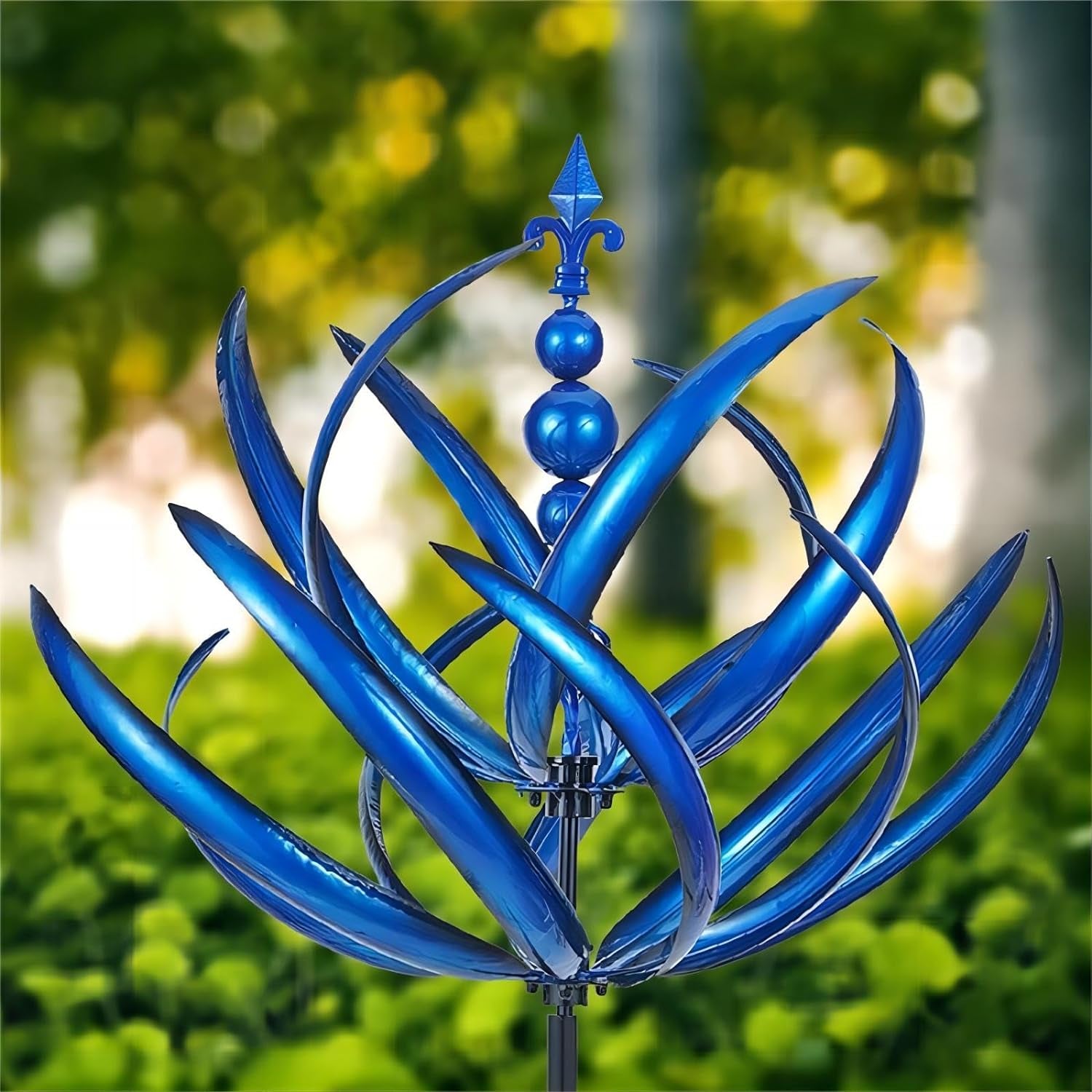 Wind Spinner Unique and Magical Kinetic Sculptures Windmill Wind Powered Garden Decor Gift Spinners Outdoor Metal Large for Yard Lawn Patio Garden Kinetic Sculptures Blue