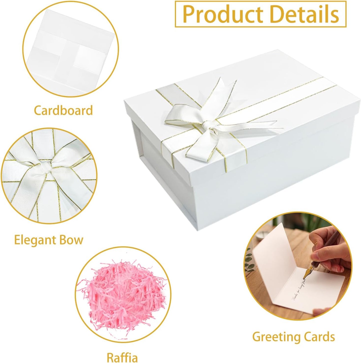 White Gift Box, Gift Box with Lids and Silk Ribbon, Party Favor Boxes Specially Designed for Valentines Day, Present Birthdays, Holidays, Anniversaries Gift