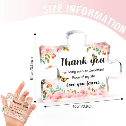 - Glass like Engraved Acrylic Block Novelty Puzzle - Shaped Plaque Block Puzzle Ornament Gift - Thankyou Present for Birthday, Anniversary, Etc (THANK YOU)