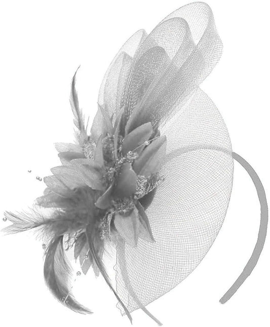 Flower Wedding Races Party Fascinator Net Hat and Feathers