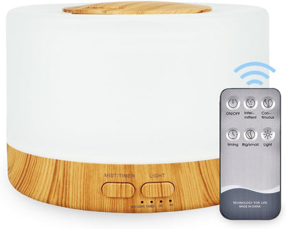 Premium 500Ml Ultrasonic Essential Oil Diffuser - Quiet Humidifier with 7 LED Colors, Remote Control, and Timer for Relaxation & Wellness in the Home, Office, and Spa