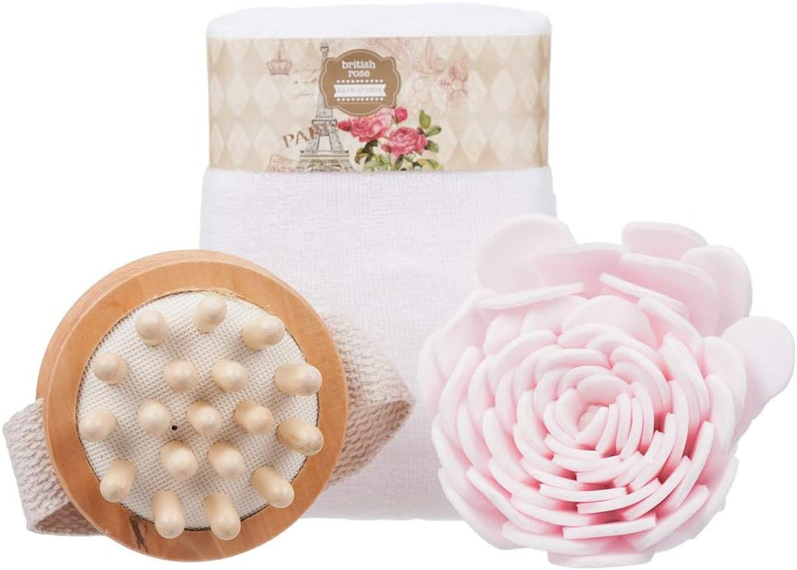 Invero 9 Piece Large Relaxing British Rose Body & Bath Spa Basket Gift Set - Includes All Bathing Essentials Complete with Large Basket and a Bow