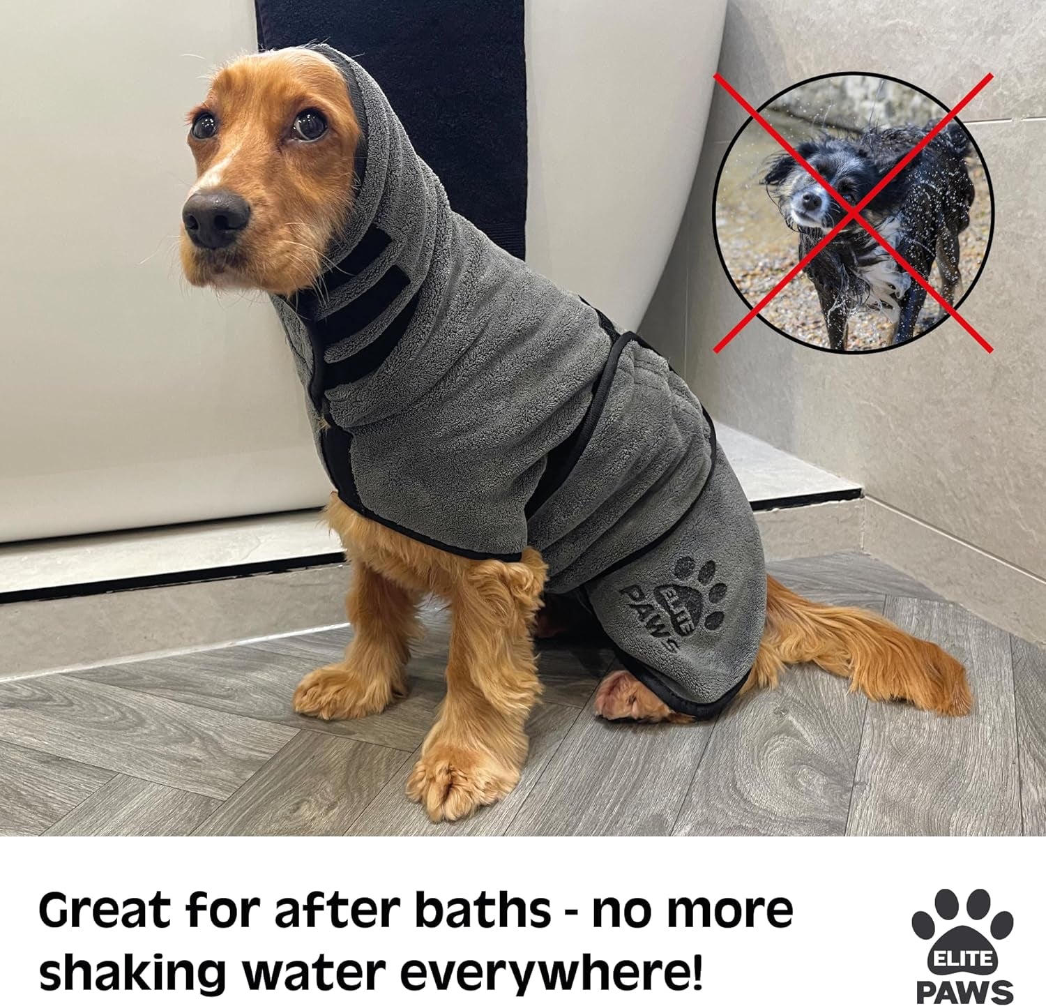 ® UK: Luxury Microfibre Dog Drying Coat: All-Season Thick Robe, Dries Pets in about 20-30 Mins, Ultra Absorbent, Super Soft, for Bath, Grooming, Travel, Puppy & Adult, Machine Wash (M)