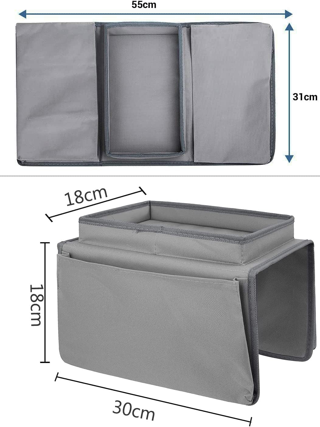 Sofa Candy Organizer with Tray Sofa Armrest Organizer with Cup Holder Couch Armchair TV Remote Caddy Sofa Storage Bag for Phone Tablet Book Magazines DVD Eyeglasses Drinker Snacks Holder Pouch Pocket