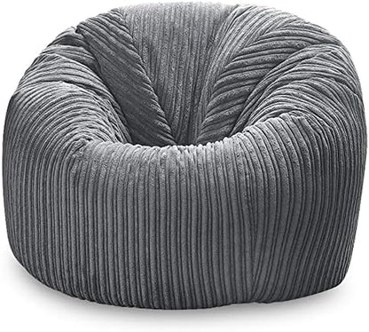 Jumbo Cord Beanbag Chair, Large in Plush, Great as Beanbag Lounger/Recliner (GREY)