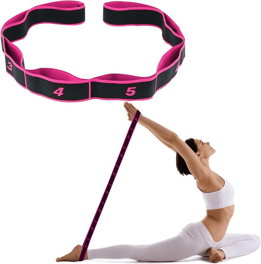 Yoga Straps for Stretching, Back Pain & Gymnastics Equipment, Highly Elastic Yoga Stretching Strap with 8 Loops for Stretch Bands, Physical Therapy, Yoga, Dance, Flexibility Training