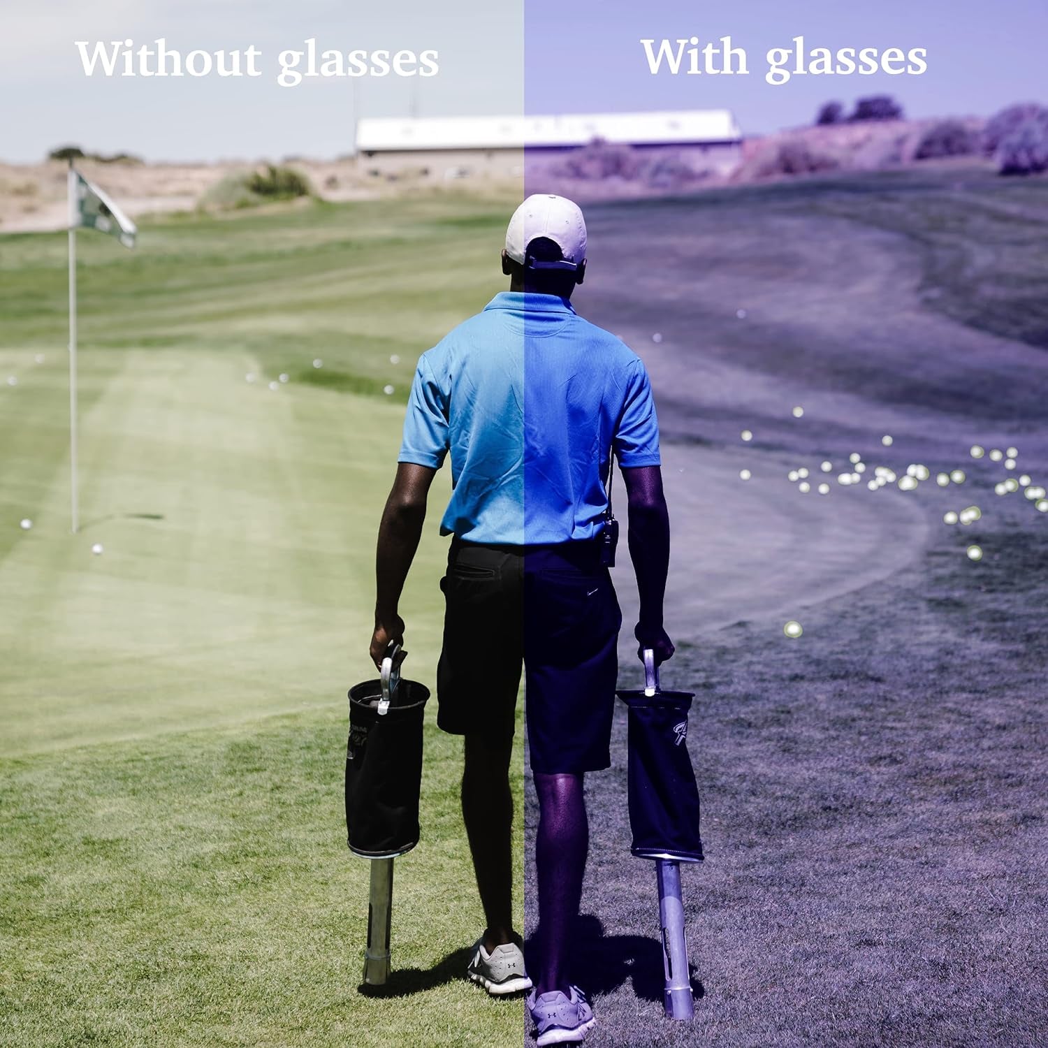 Original Golf Ball Finder Glasses, Blue Tinted Lens Illuminates White, Comes with Carry Pouch, Gift for Golfing Men & Women – Thumbsup!