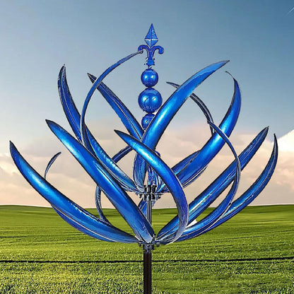 Wind Spinner Unique and Magical Kinetic Sculptures Windmill Wind Powered Garden Decor Gift Spinners Outdoor Metal Large for Yard Lawn Patio Garden Kinetic Sculptures Blue