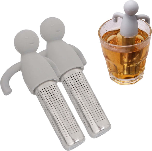 2PCS Tea Strainer for Loose Tea Fine Mesh, Stainless Steel Tea Infuser for Loose Tea, Cute Tea Strainers & Filters, for Teapots Cups Mugs to Brewing Steeping Loose Leaf (Grey)