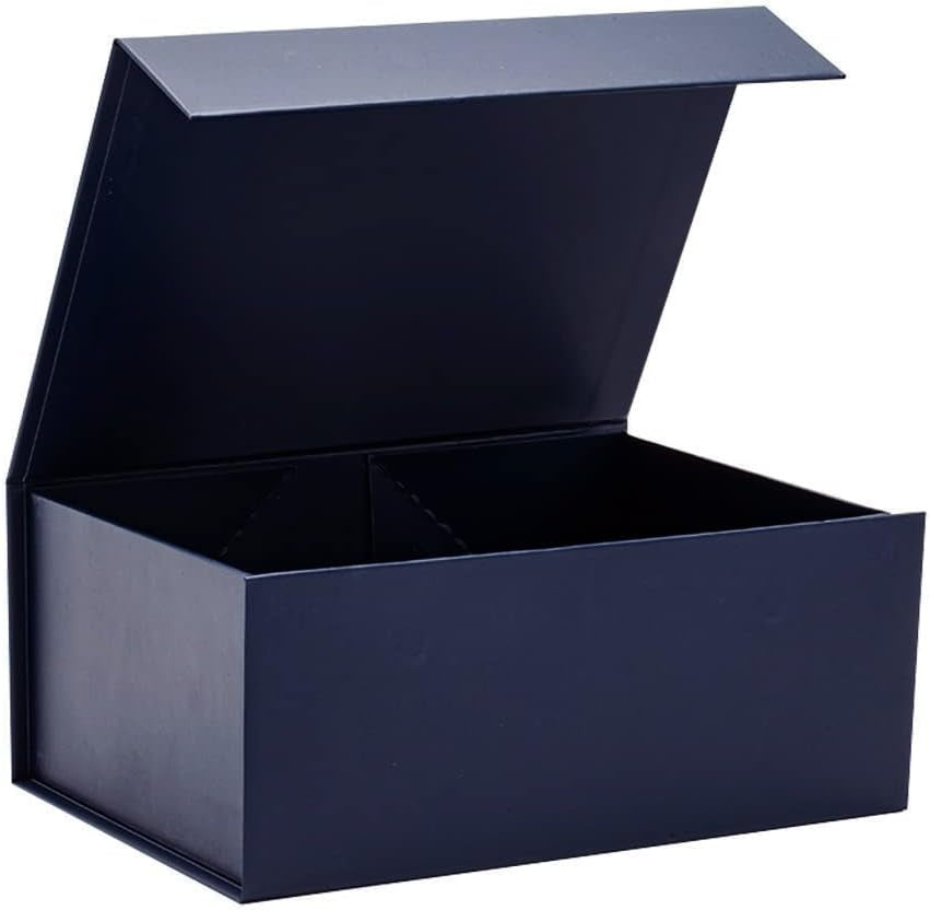 Navy Blue Magnetic Gift Box with Lid- Sturdy A5 Deep Box Ideal for Presenting Chocolates, Toiletries, Clothes and Cosmetics - Size 23Cm X17Cm X10Cm