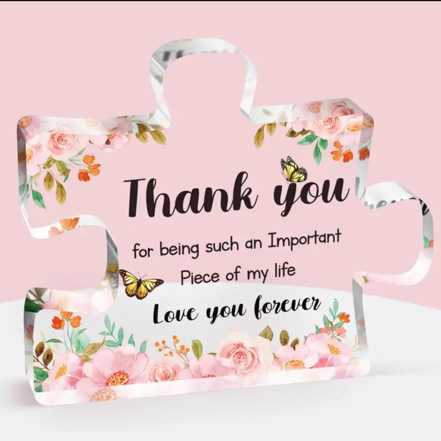 - Glass like Engraved Acrylic Block Novelty Puzzle - Shaped Plaque Block Puzzle Ornament Gift - Thankyou Present for Birthday, Anniversary, Etc (THANK YOU)