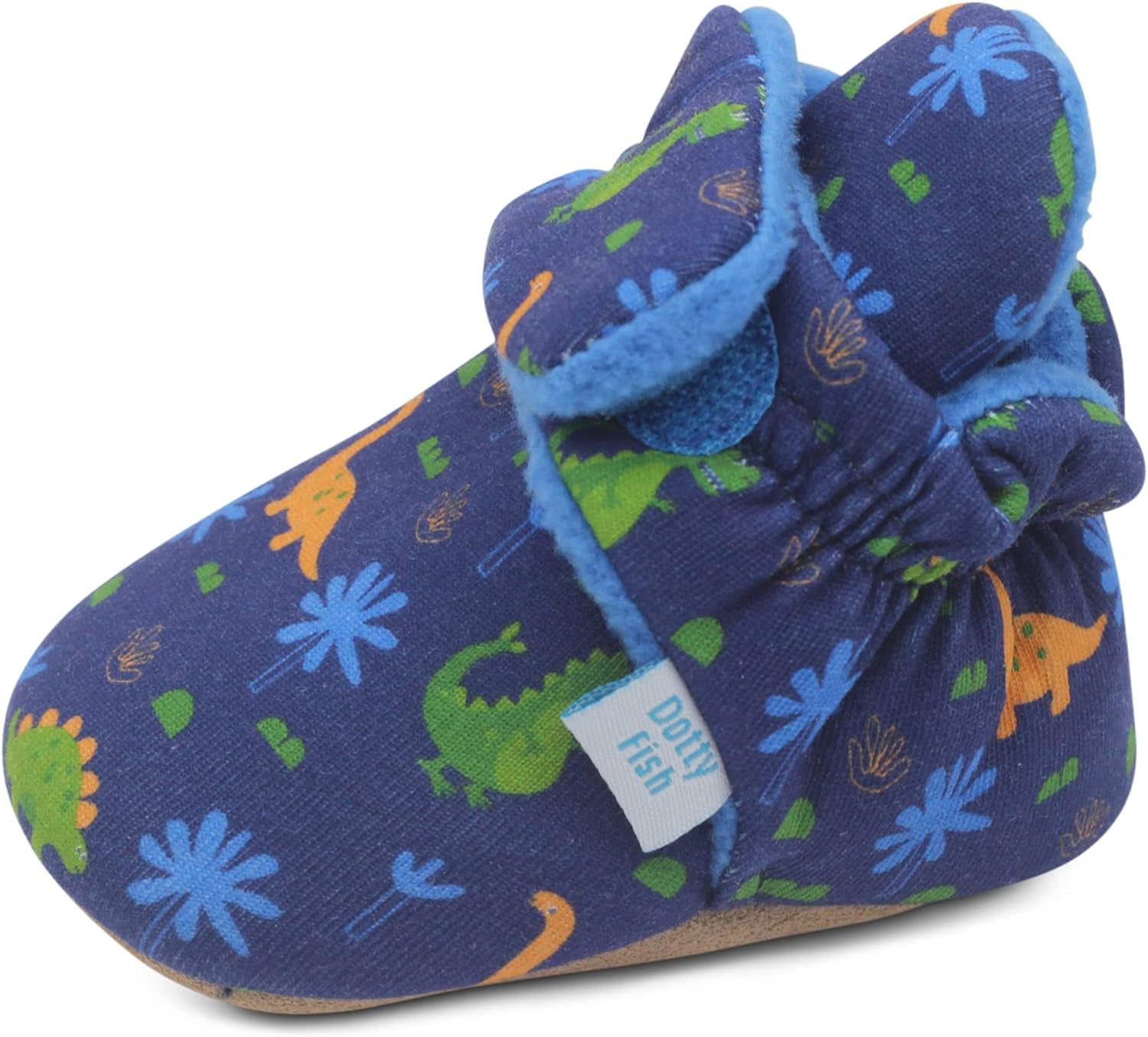 Cotton Baby Booties with Suede Sole. Warm Fleece Lining. Non-Slip Pram Shoes. Stay on Slippers. from 0-18 Months. Boys Girls Unisex. Winter First Shoes.