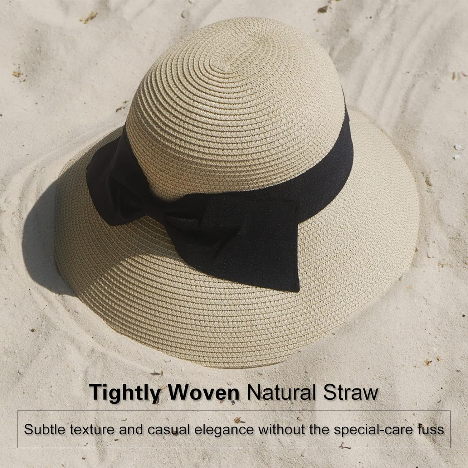 Sun Hats Women, Ladies Straw Beach Hats UV Protection Summer Hat Foldable UPF 50 Wide Brimmed Sunhats Travel Holiday Hat Packable Adjustable