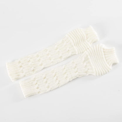 2 Pairs Winter Knitted Arm Gloves Warm Arm Sleeves Thermal Arm Warmers Long Fingerless Gloves with Thumb Holes Black and White