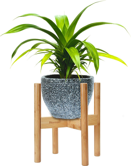 Plant Stands Indoor Adjustable Bamboo Wooden Plant Stand to Fit 22-32 Centimetre Pots. Beautiful Mid Century Design Home Accessory (Plant and Plant Pot Not Included). Pack of 1