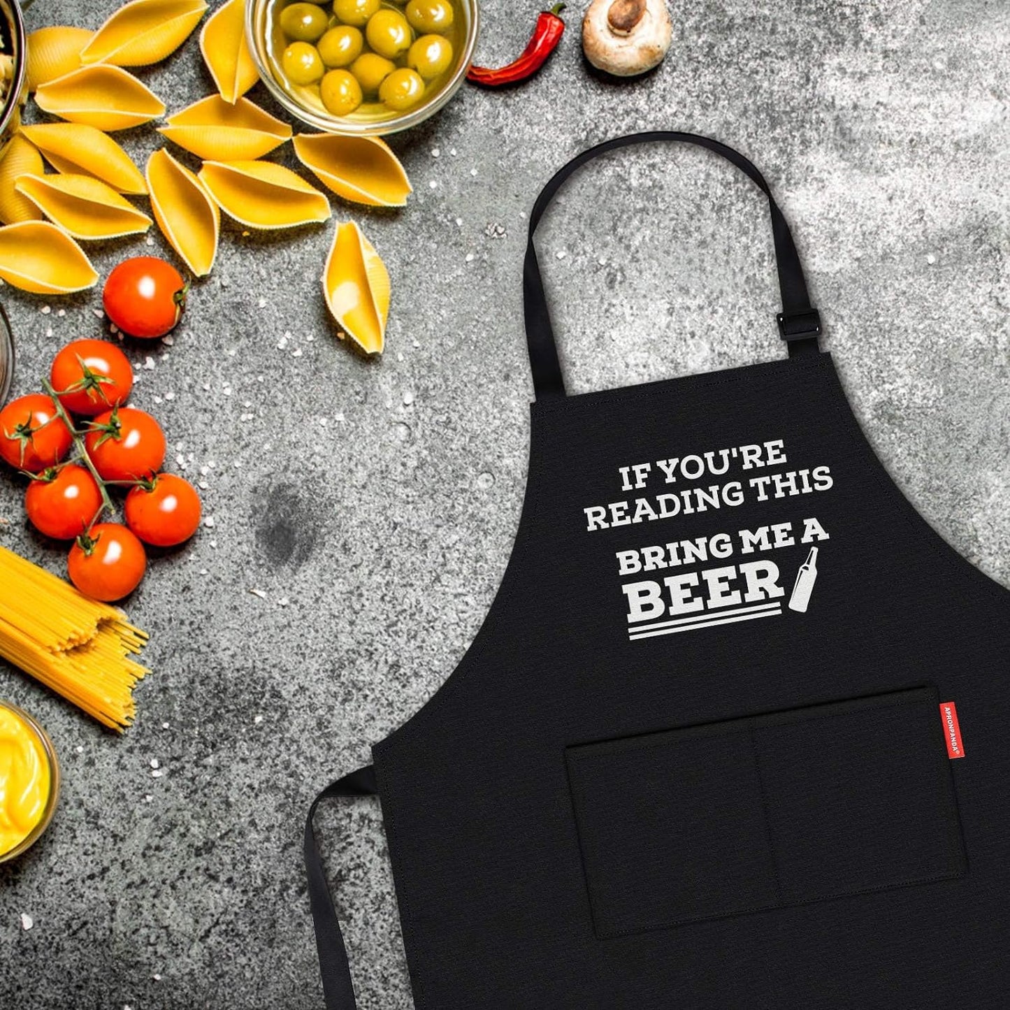 If You'Re Reading This Bring Me a Beer, Adjustable Barbecue Cotton Aprons for Men, Fathers Day Gifts for Dad Husband Boyfriend, Birthday Gifts for Men