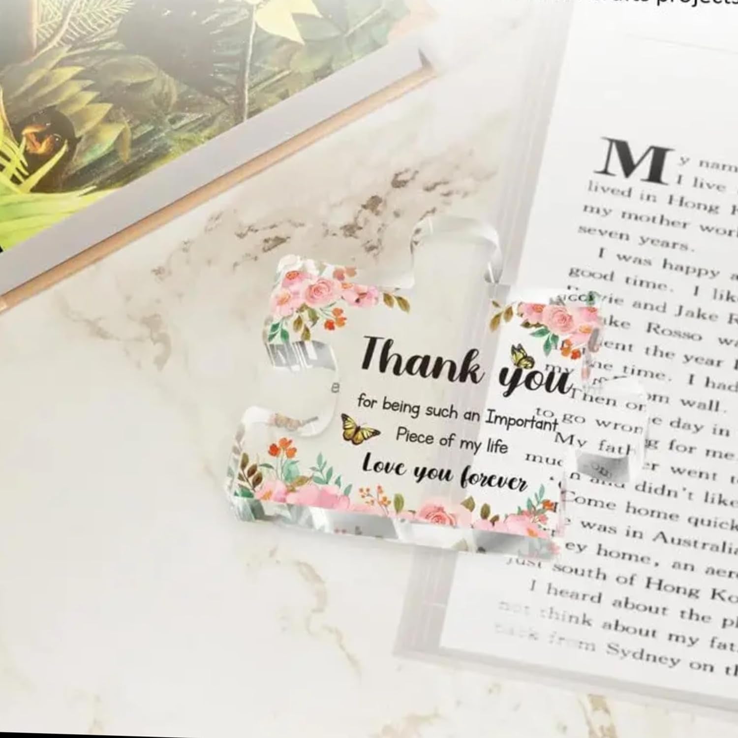 - Glass like Engraved Acrylic Block Novelty Puzzle - Shaped Plaque Block Puzzle Ornament Gift - Thankyou Present for Birthday, Anniversary, Etc (THANK YOU)