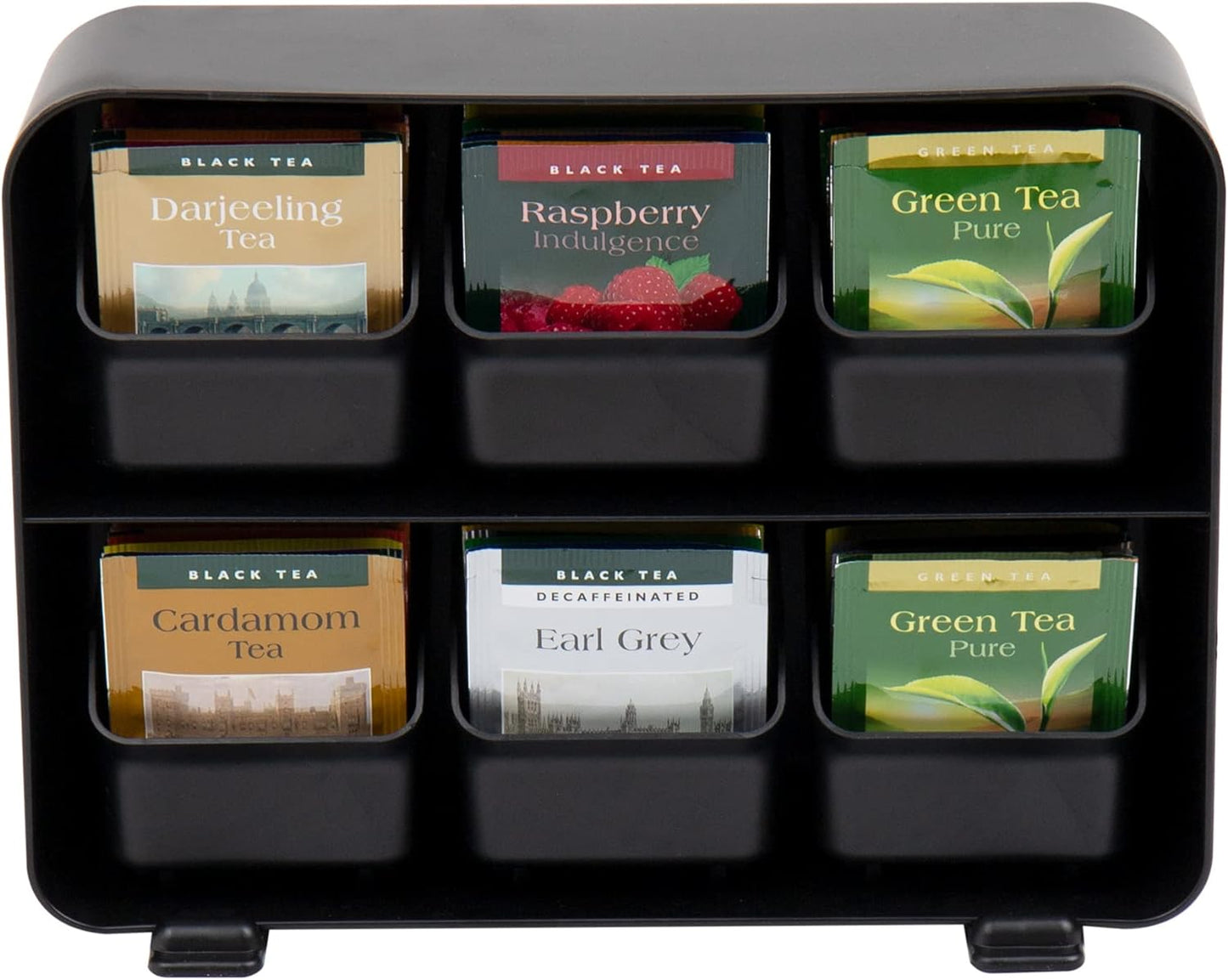 Anchor Collection, 6-Drawer Tea Bag Organizer, Removable Drawers, 10.25" L X 3.25" W X 7.75" H, Black