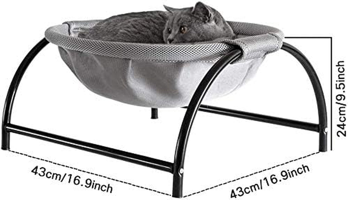 Cat Hammock Bed, 43×43×24Cm Breathable & Whole Wash Free-Standing Cat Sleeping Bed - Easy Assembly Pet Bed for Cat/Small Dog Useable in Indoors Outdoors, Grey