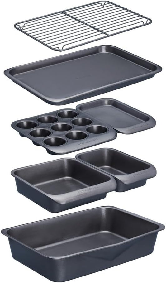 Masterclass Smart Space Stacking Non-Stick Bakeware Set, 7 Piece Baking Trays, Gift Boxed