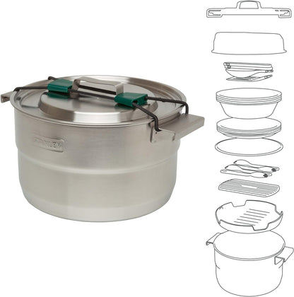 Adventure Full Kitchen Basecamp Camping Cooking Set 3.5L - 11 Piece Camp Cook Set - Outdoor Cook Set - Stainless Steel Pot with Vented Lid - Cookware for Backpacking, Hiking and Camping