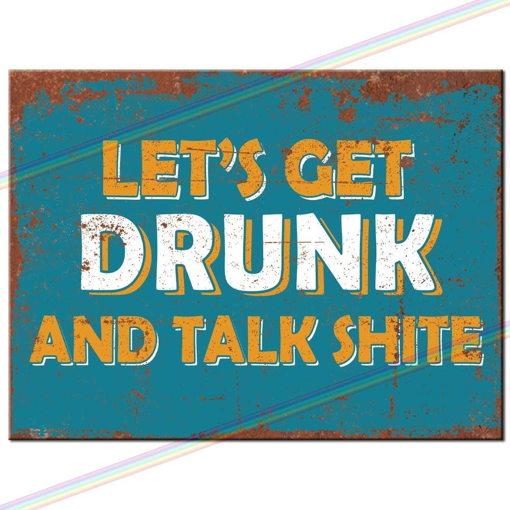 Metal Signs - Lets Get Funny Logo Man Cave Tin Metal Sign Hanging Wall Plaque Kitchen Shed Garage. Medium(20Cm X 15Cm)