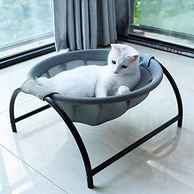 Cat Hammock Bed, 43×43×24Cm Breathable & Whole Wash Free-Standing Cat Sleeping Bed - Easy Assembly Pet Bed for Cat/Small Dog Useable in Indoors Outdoors, Grey