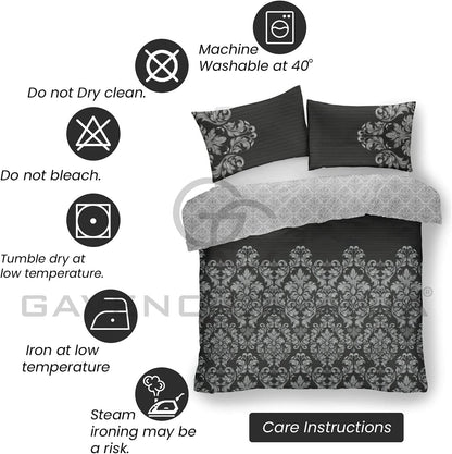 Paisley Duvet Cover King Size - Reversible Bedding & Linen - Ultra Soft Bed Cover with Pillow Cases - Black