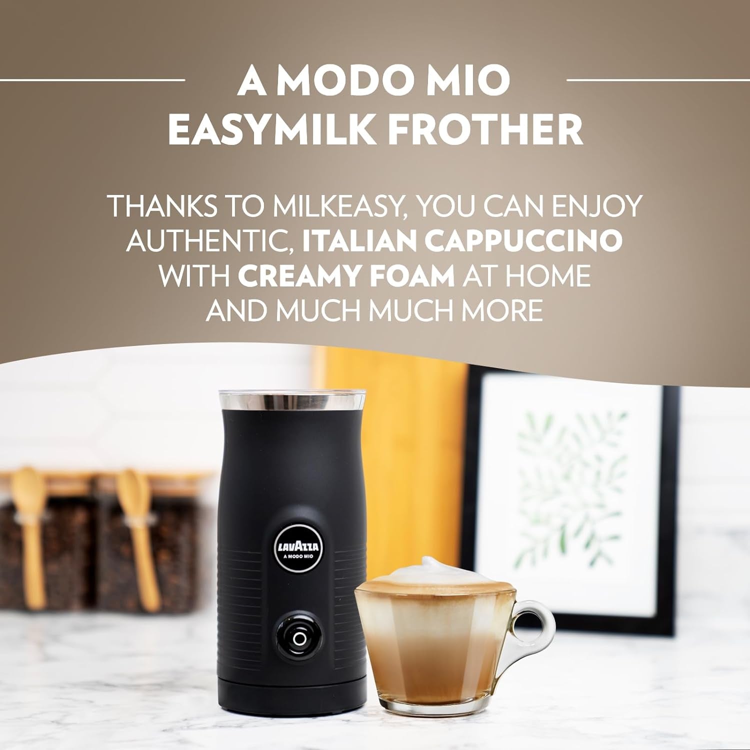 a Modo Mio Milk Easy Frother, for Milk-Based Recipe, Black