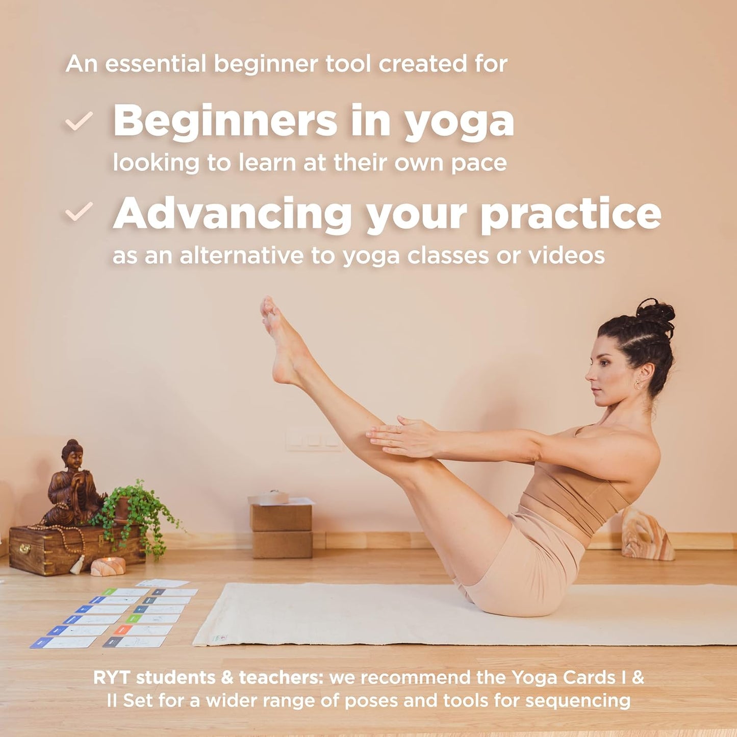 YOGA CARDS - Beginners: Professional Visual Study, Class Sequencing & Practice Guide with Essential Poses, Breathing Exercises & Meditation - Yoga Flash Cards/Yoga Deck with Sanskrit