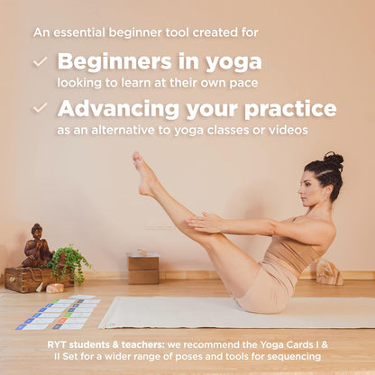 YOGA CARDS - Beginners: Professional Visual Study, Class Sequencing & Practice Guide with Essential Poses, Breathing Exercises & Meditation - Yoga Flash Cards/Yoga Deck with Sanskrit