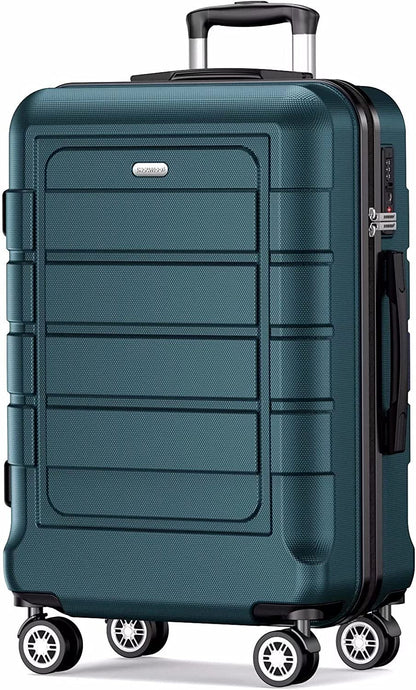 Suitcase Large 28-Inch Expandable PC+ABS Hard Shell Travel Luggage Lightweight Durable High Capacity with Double Spinner Wheels TSA Lock, 28" Army Green