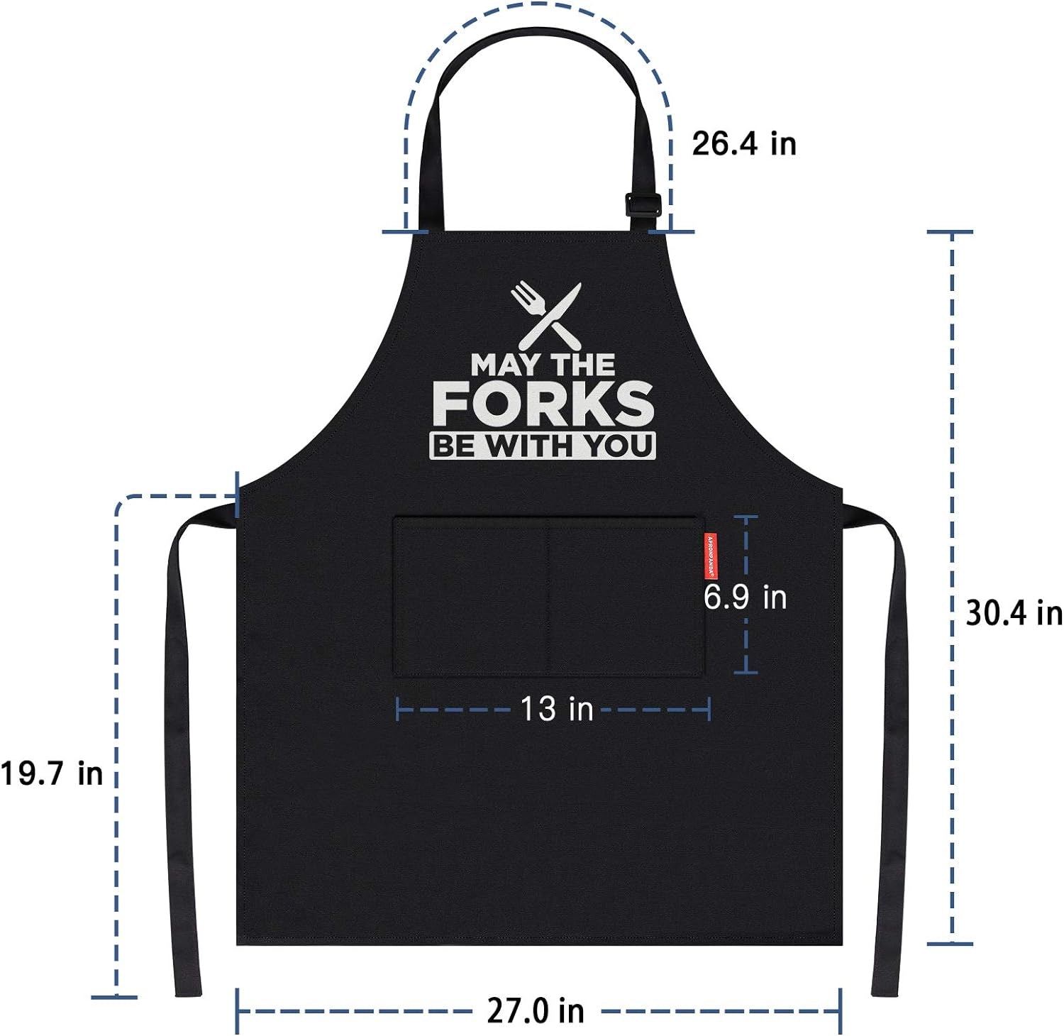 Mens BBQ Grilling Kitchen Aprons-May the Forks Be with You, Novelty Funny Cooking Apron for Movie Fans, Black Chef Apron, Christmas Gifts for Him, Men, Husband, Boyfriend, Son