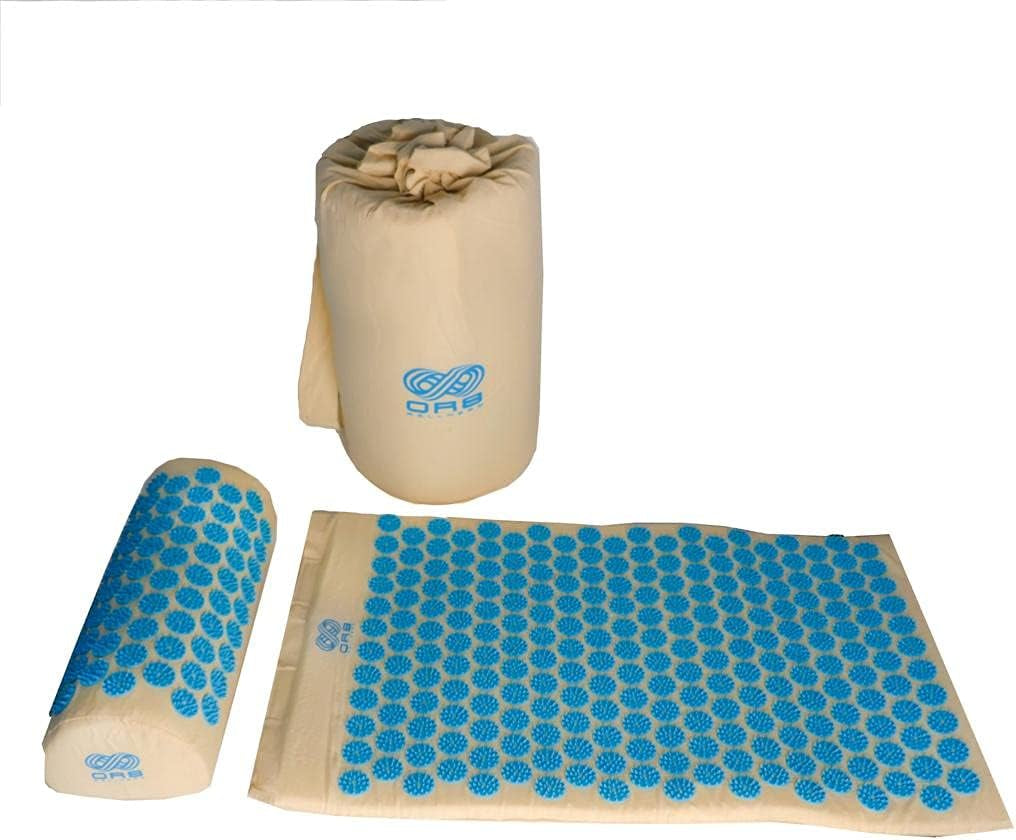 Acupressure Mat & Pillow Set for Pain Relief Stress Relief and Relaxation Therapy for Back and Neck Pain Massage Mat with Carry Bag Blue