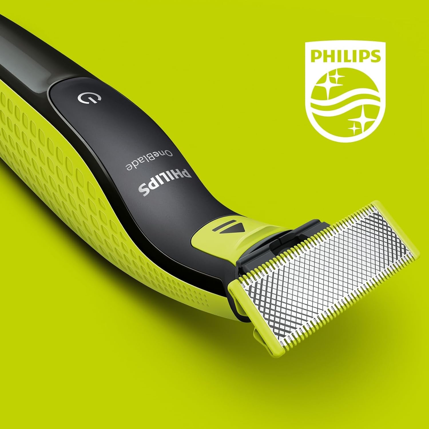 Oneblade Hybrid Stubble Trimmer & Shaver with 3 X Lengths & 1 Extra Blade Amazon Exclusive (UK 2-Pin Bathroom Plug) - QP2520/30, Lime Green/ Charcoal Grey