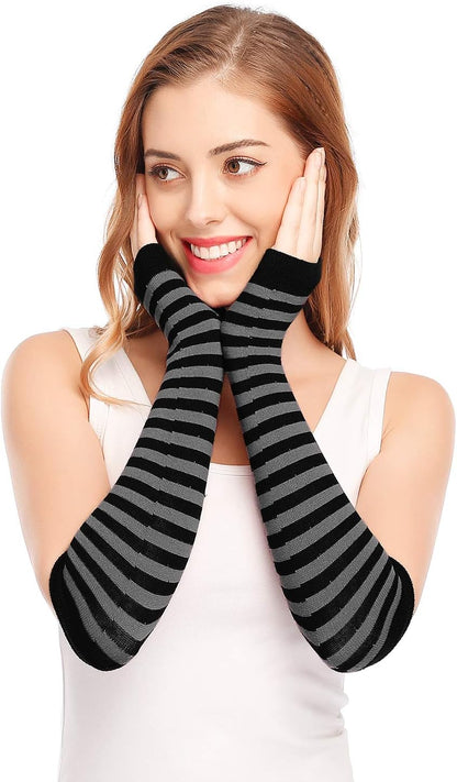 Punk Gothic Rock Long Arm Warmer Fingerless Gloves