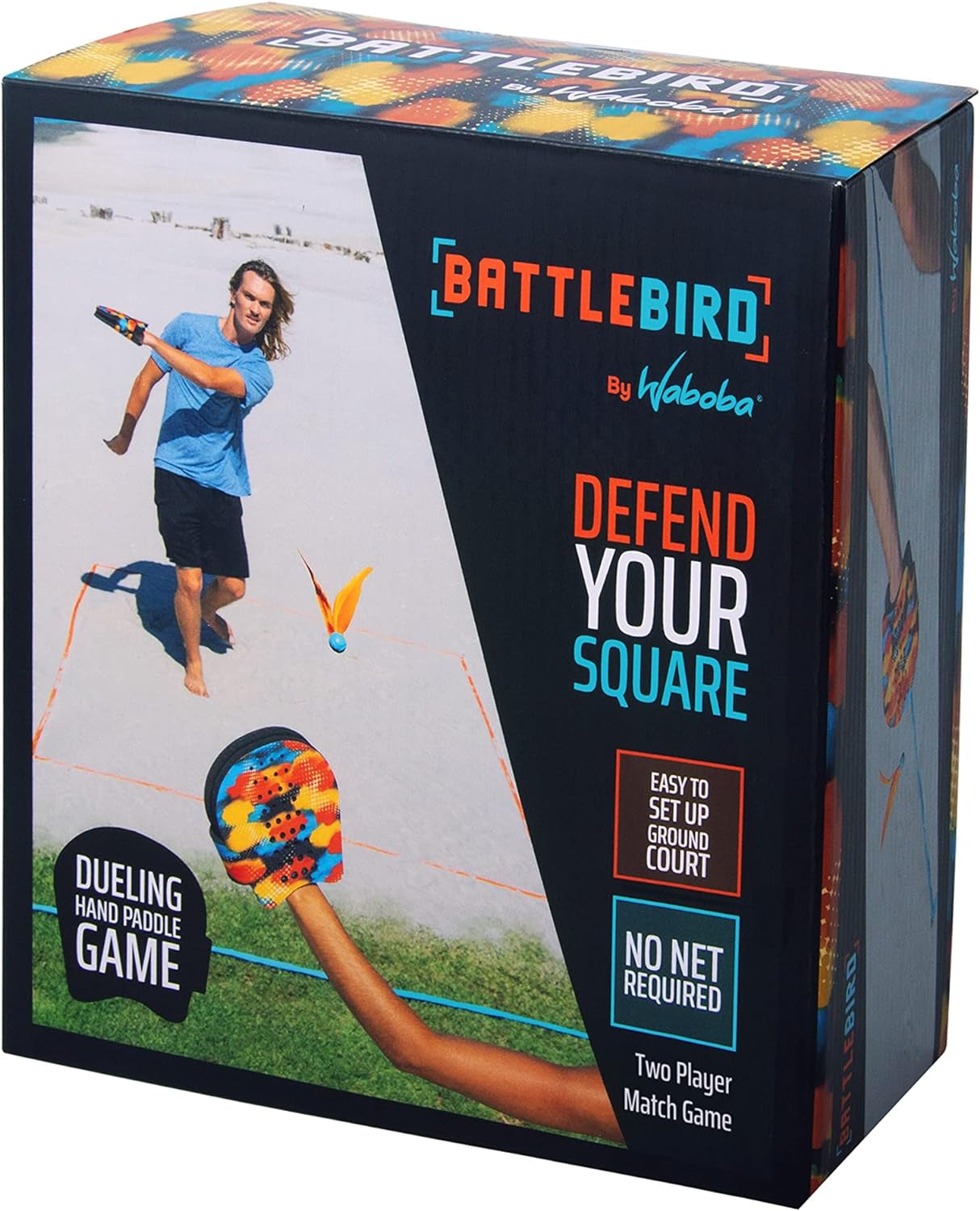 BATTLE BIRD - Rethink Your Paddle Game – Backyard Set Includes: 2 Wearable Paddles, 2 Small Birdies and a Easy Court to Set-Up with Stakes - Size 200 X 120 X 228 Mm