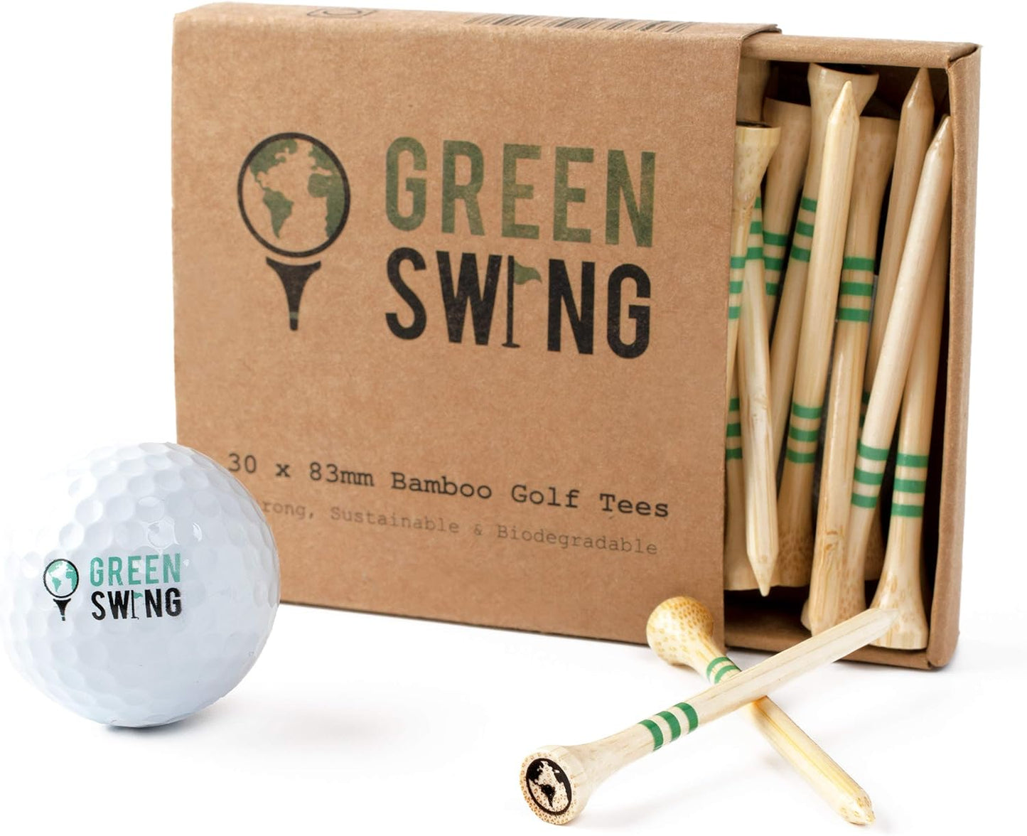 Bamboo Golf Tees | Choice of Sizes 38Mm 54Mm 70Mm 83Mm | Strong Sustainable Biodegradable | 30Pcs (83Mm | 3 1/4" | 30Pcs)