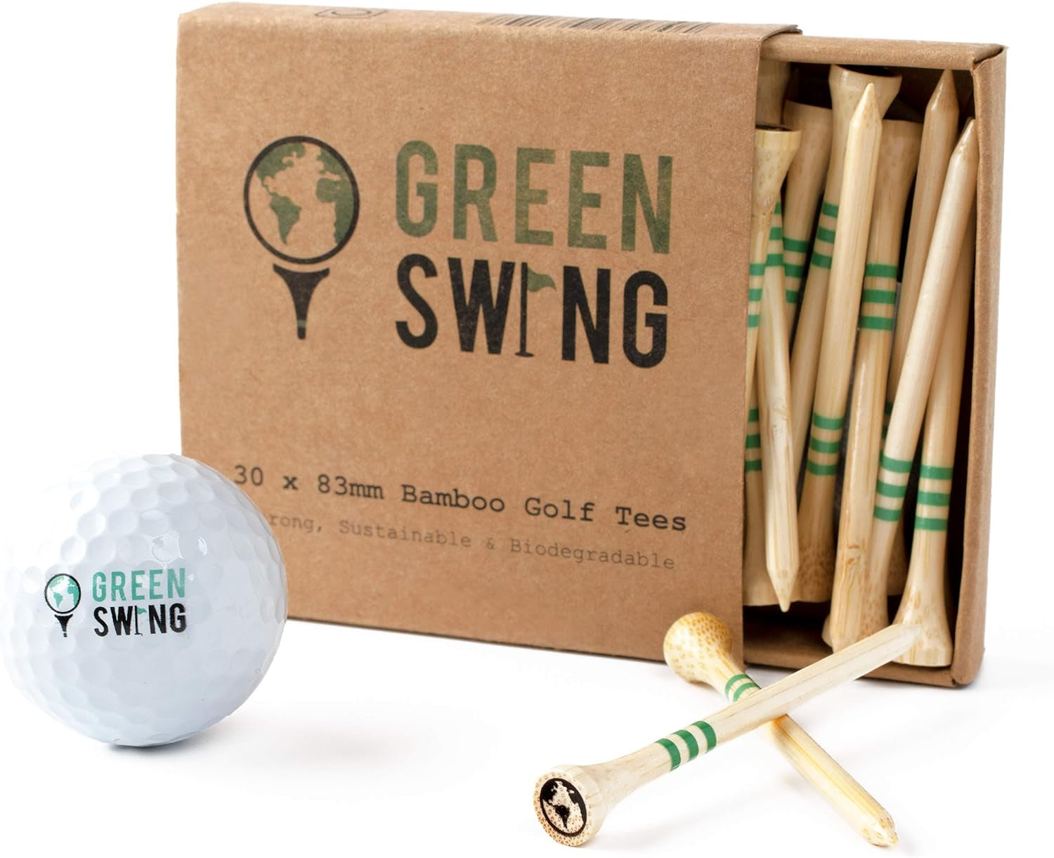 Bamboo Golf Tees | Choice of Sizes 38Mm 54Mm 70Mm 83Mm | Strong Sustainable Biodegradable | 30Pcs (83Mm | 3 1/4" | 30Pcs)