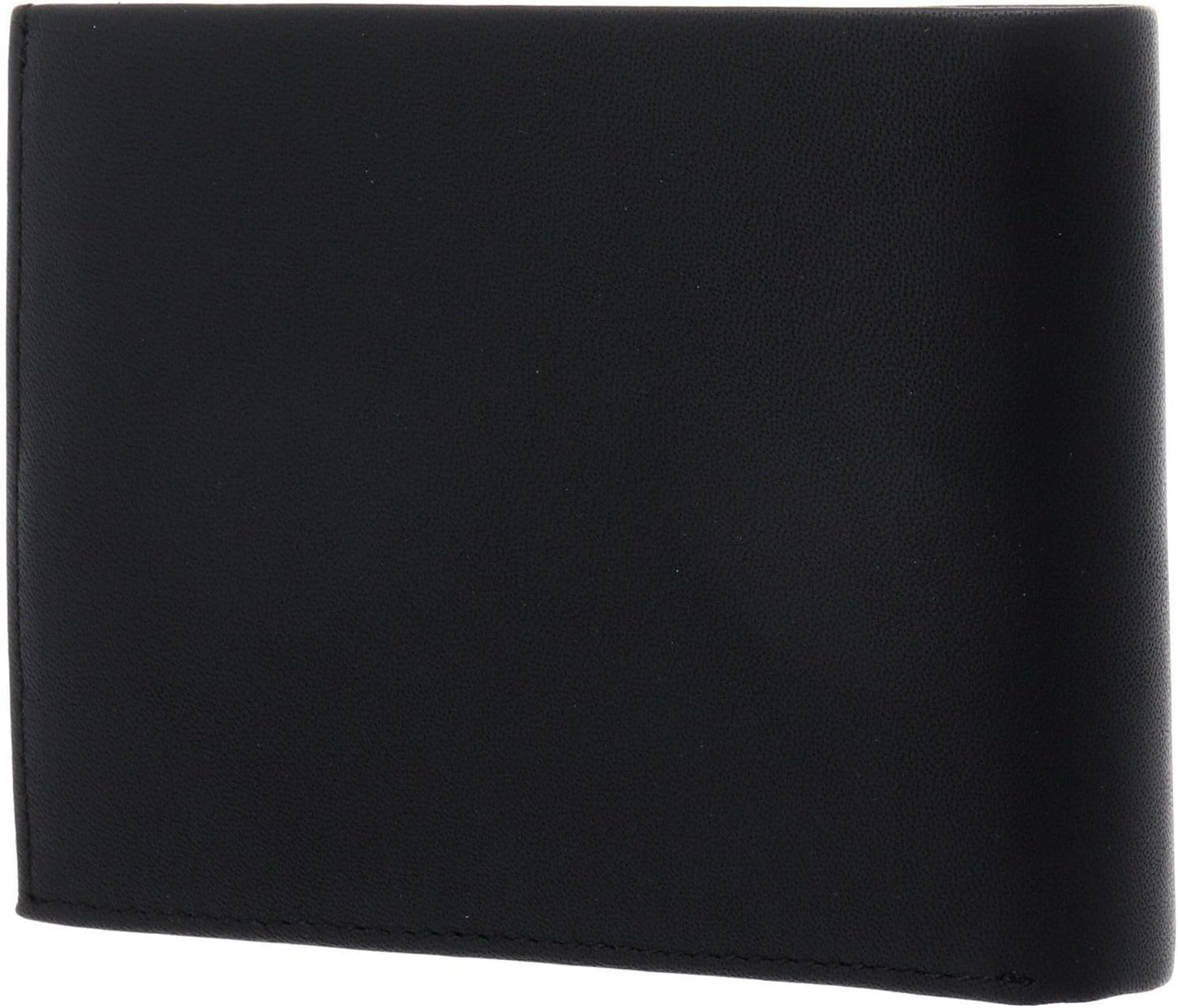 - Men'S Leather Wallet - Billfold Wallet for Men - Black Leather - Card Holder - Coin Pocket - 100% Genuine Leather - Plaque Detail