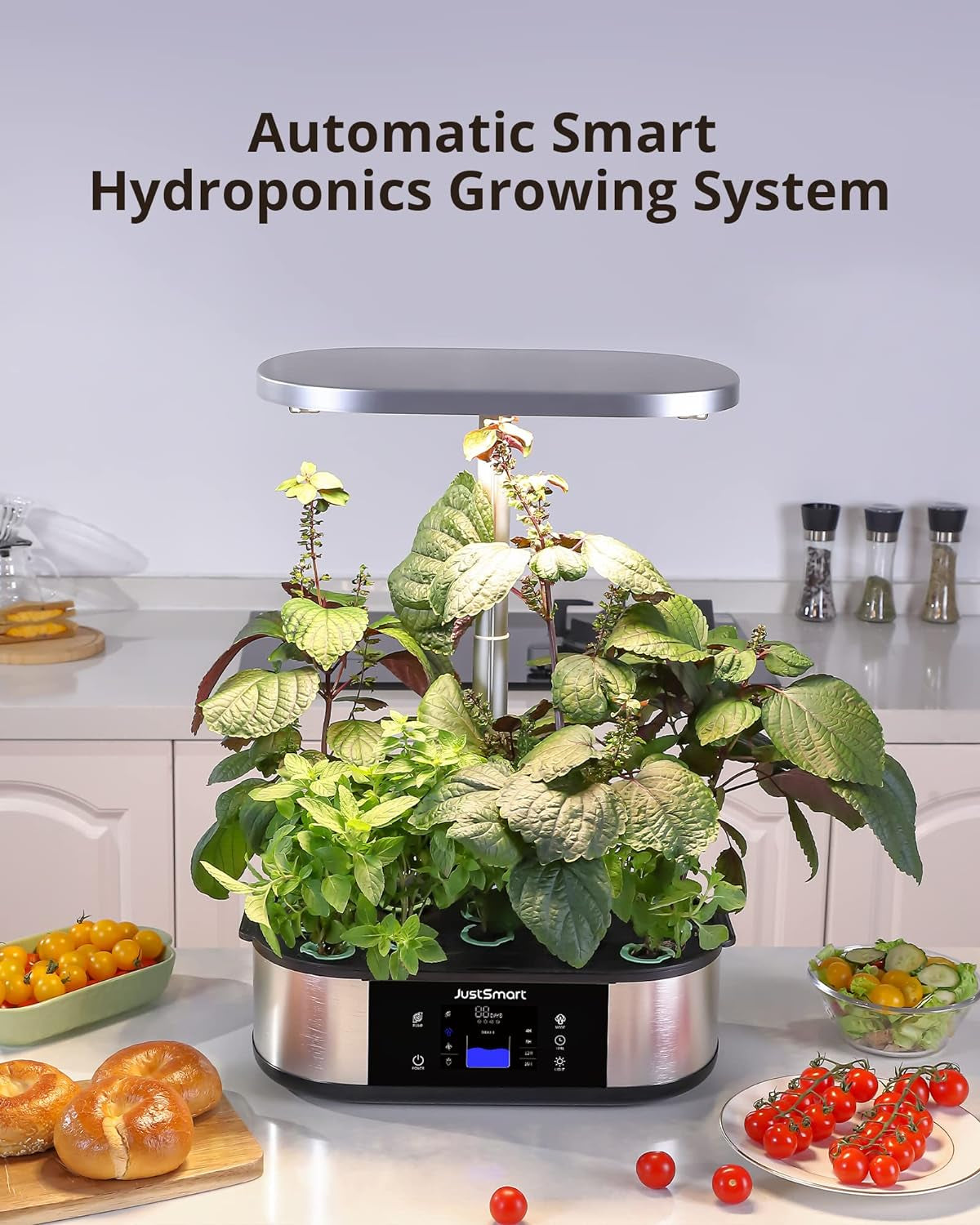 12 Pods Hydroponics Growing System Smart Indoor Garden Planter with 5L Water Tank, Herb Garden with 30W LED Grow Lights, 30 Inches Height Adjustable, Automatic Timer