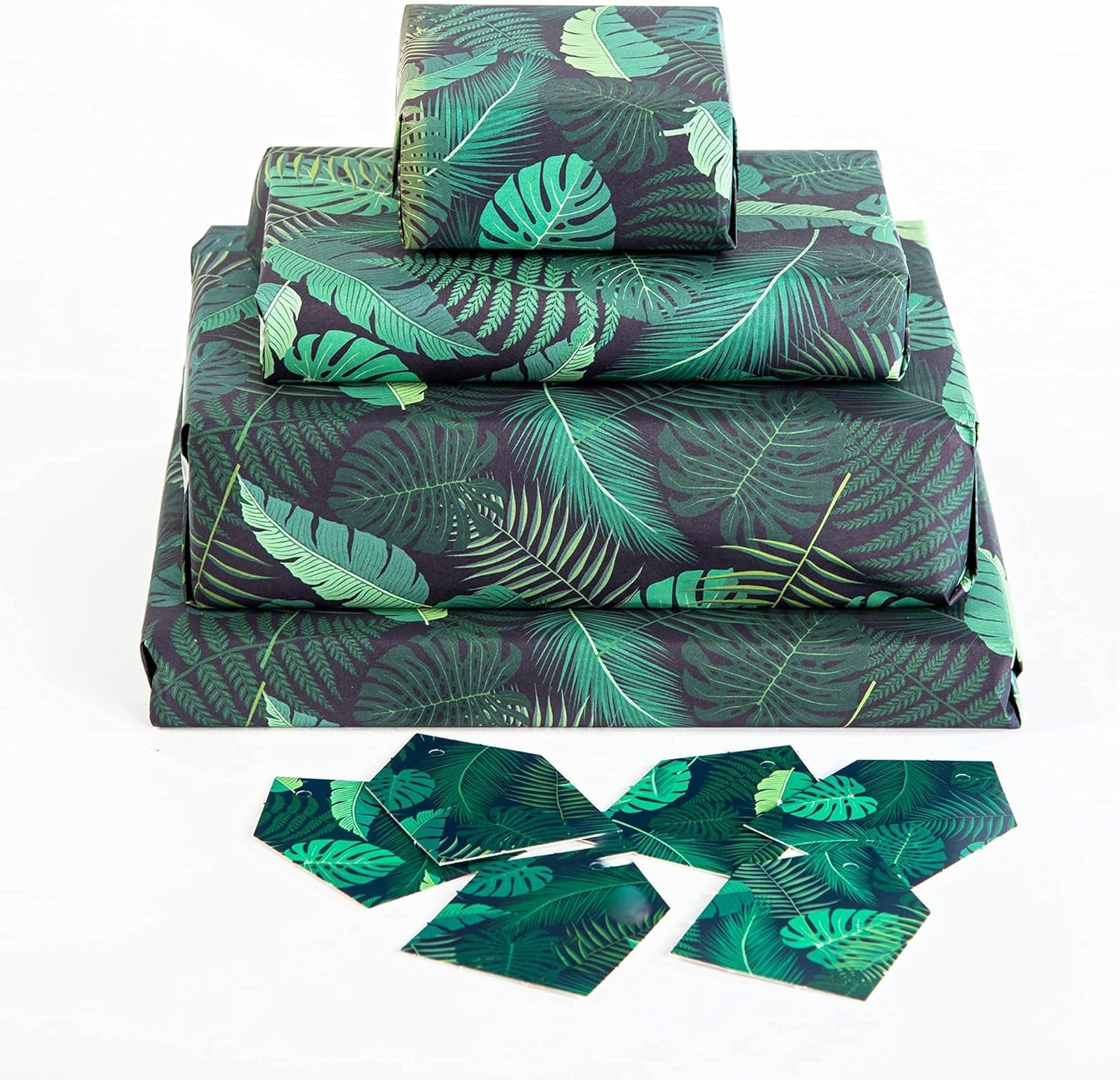 Birthday Wrapping Paper Sheets (X6) - Giftwrap for Girls - Women - Sustainable Wrap for Female Friends - Strong Eco Friendly - Recyclable - Green Leaves and Plants - by