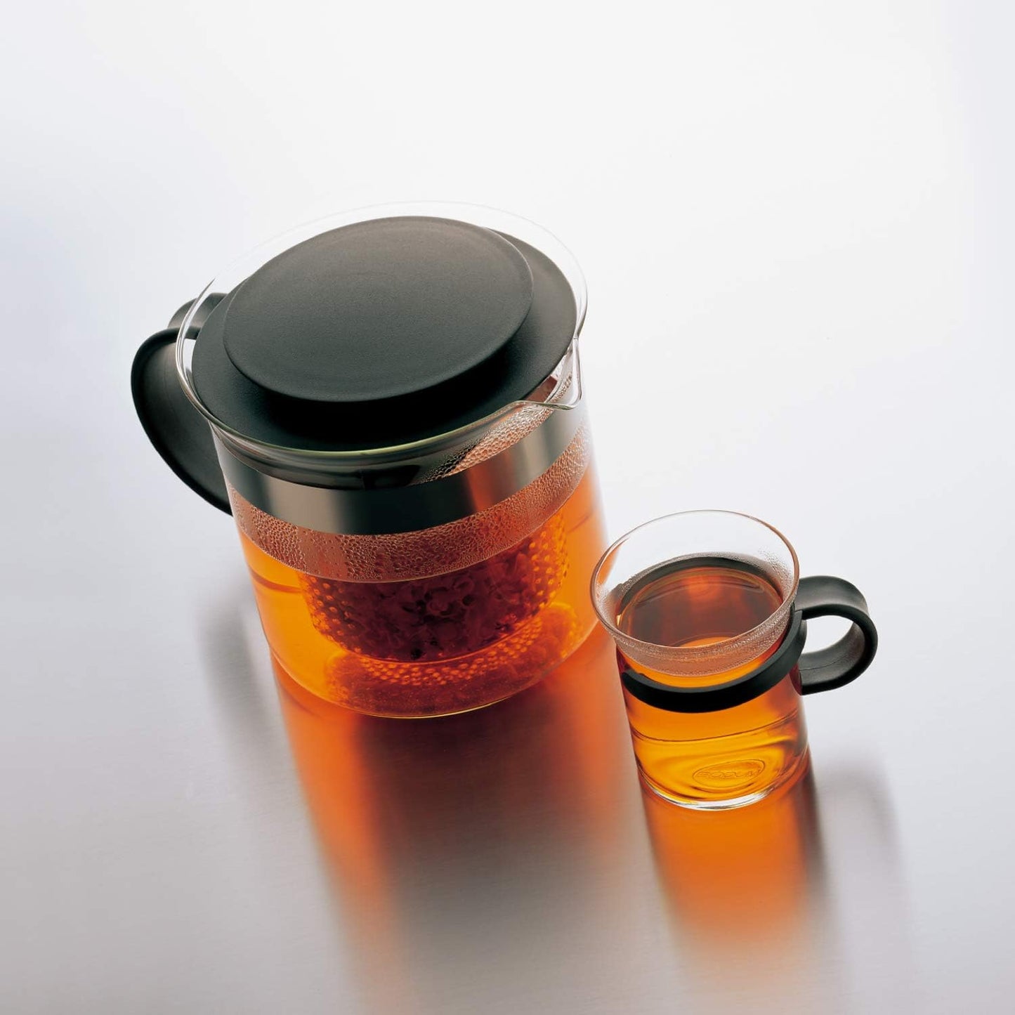 1875-01 Bistro Nouveau Tea Press, Borosilicate Glass, Plastic Infuser - 1 L, Black