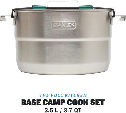 Adventure Full Kitchen Basecamp Camping Cooking Set 3.5L - 11 Piece Camp Cook Set - Outdoor Cook Set - Stainless Steel Pot with Vented Lid - Cookware for Backpacking, Hiking and Camping