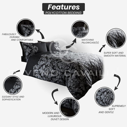 Paisley Duvet Cover King Size - Reversible Bedding & Linen - Ultra Soft Bed Cover with Pillow Cases - Black